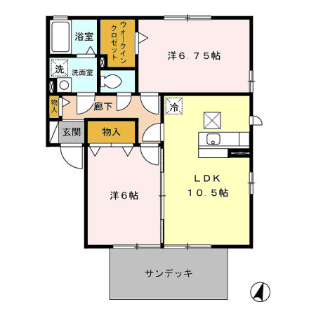 コンフォート 壱番館・弐番館 Ⅱ 102号室 間取り