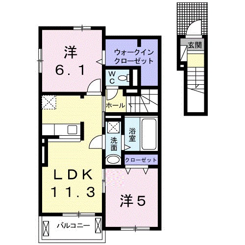 スターブル小和田　Ⅱ 204号室 間取り