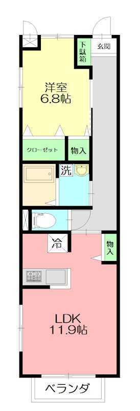 カーササンライズ 203号室 間取り