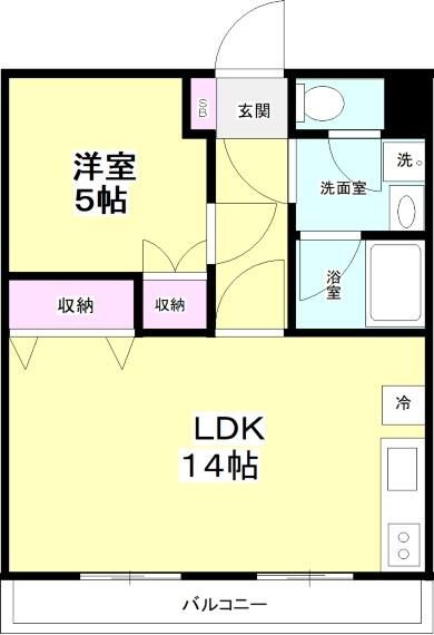 Cooee茅ヶ崎 3F号室 間取り