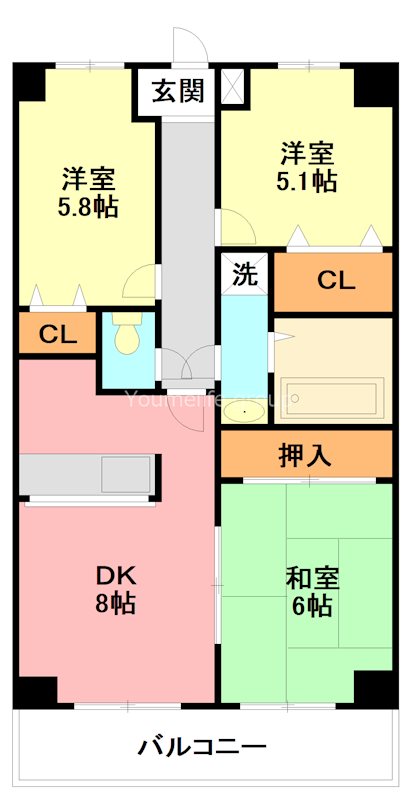 セジュールコート 605号室 間取り