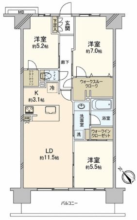 サンクレイドル伊勢原レジデンス　Ｂｌｏｏｍ　Ｃｏｕｒｔ 1305号室 間取り