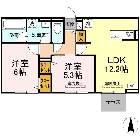 クレール林Ⅴ 102号室 間取り