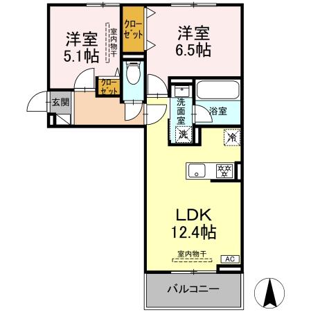 クレール林Ⅴ 201号室 間取り