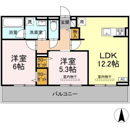クレール林Ⅴ 302号室 間取り