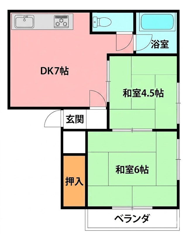 三堀荘 102号室 間取り