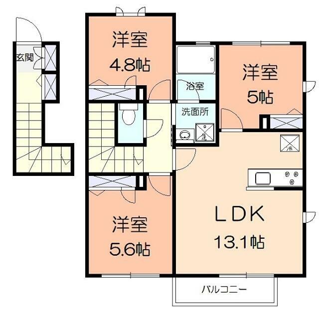ＳｈａＭａｉｓｏｎ　ＫＯＮＯ 201号室 間取り