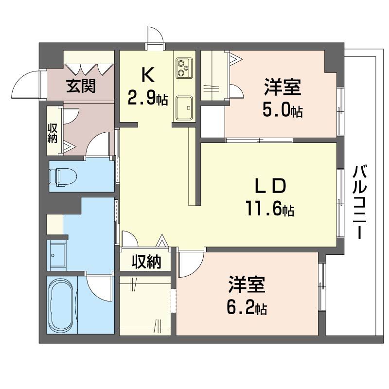 アコルデ弥勒寺 301号室 間取り