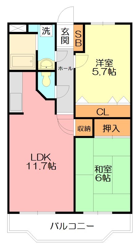 プリメール伊勢原 305号室 間取り