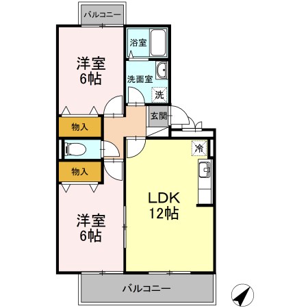 アルファタウン秦野新町　Ｂ 107号室 間取り