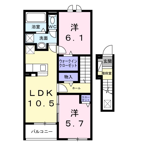 プラシード 202号室 間取り