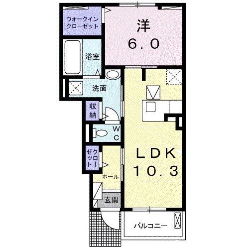 シエル 104号室 間取り