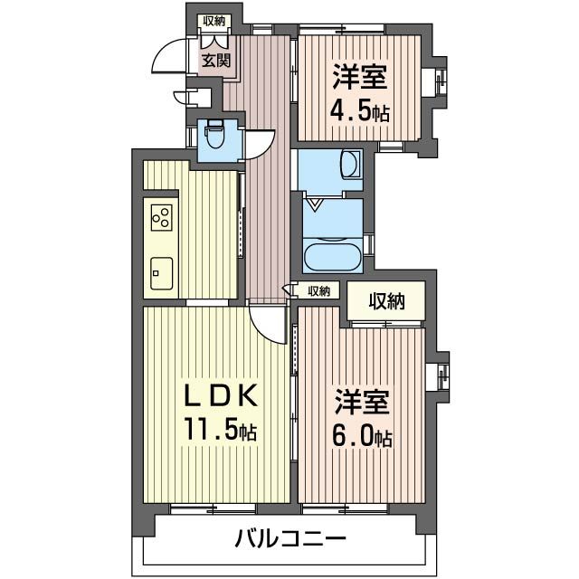 ビューシティ善行 401号室 間取り