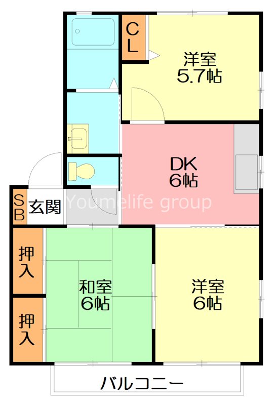 ハイツ丸久A 201号室 間取り