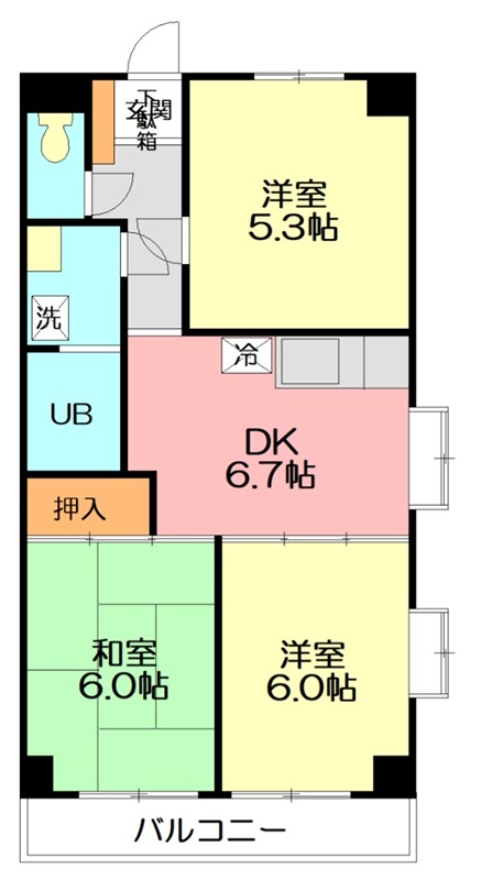 フォンテーヌ緑園 303号室 間取り