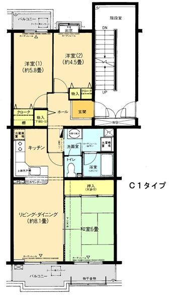 レジエ戸塚深谷　1号棟 510号室 間取り