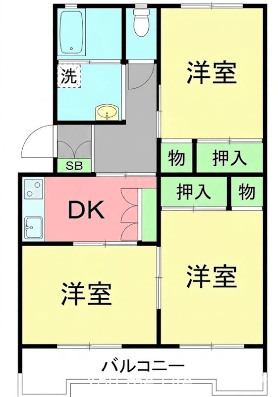 汲沢西団地1号棟 1-501号室 間取り