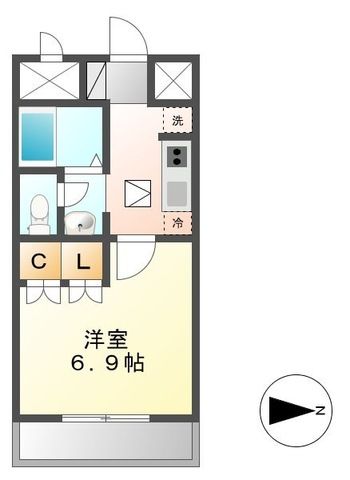 プリムヴェール 103号室 間取り