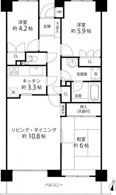 クエスト山手台 602号室 間取り