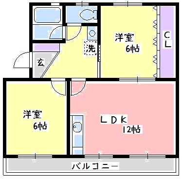 桃山コーポ２号棟 403号室 間取り