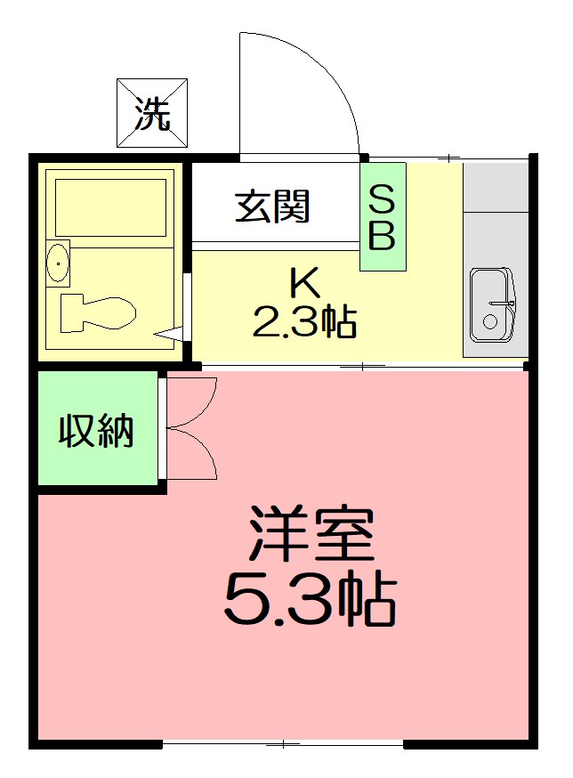 YUハイムB棟 103号室 間取り