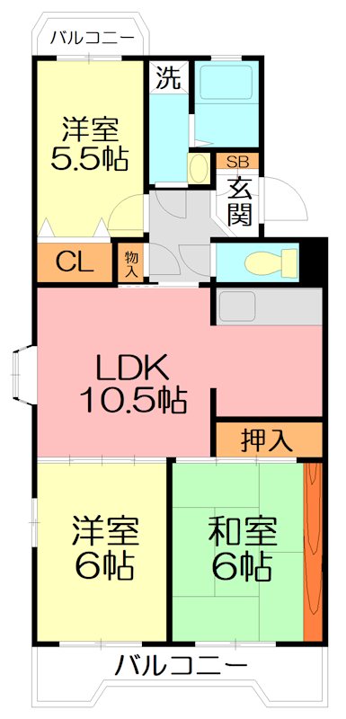 サンハイム神谷 302号室 間取り