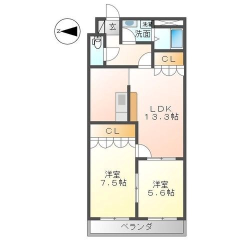 ソレジオ湘南 302号室 間取り