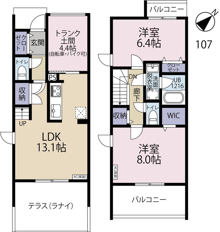 Parkside Lanai 107号室 間取り
