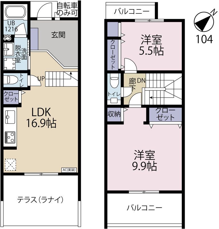 Parkside Lanai 104号室 間取り