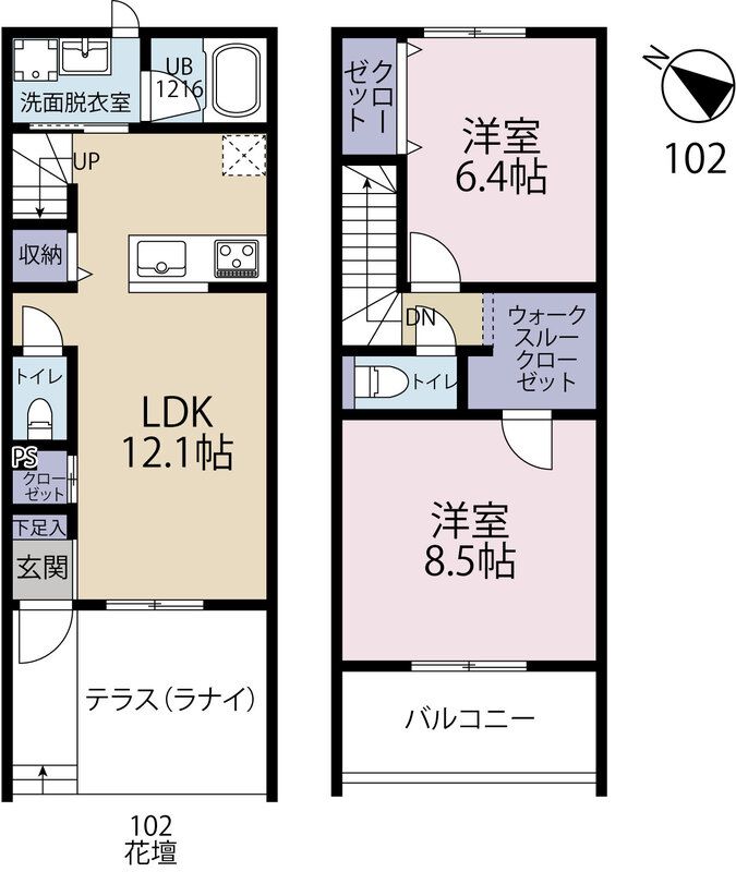 Parkside Lanai 102号室 間取り