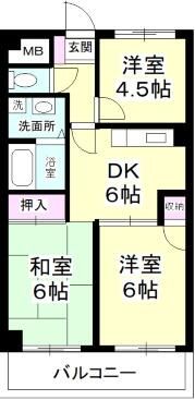 大川マンション 5F号室 間取り