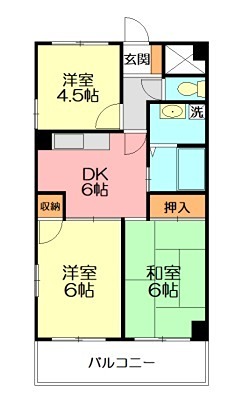 大川マンション 501号室 間取り