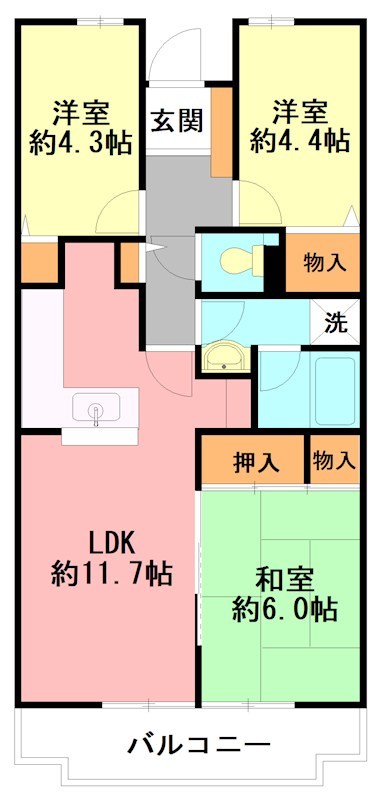 ヒルズ南戸塚３号棟 3-602号室 間取り