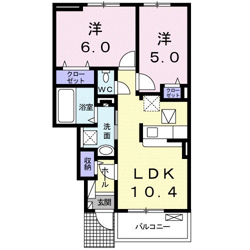 サンビレッジⅤ 102号室 間取り