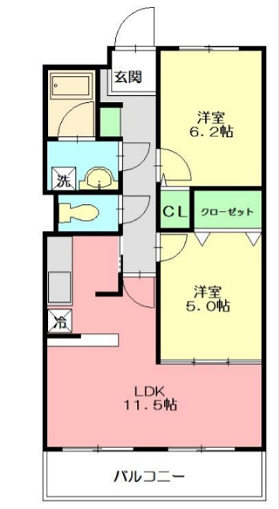 シャトー秋葉町 102号室 間取り