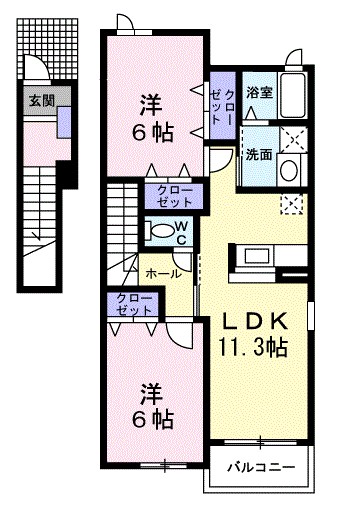 ヒルズ長坂上Ⅰ 201号室 間取り