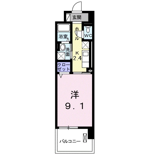 エクレセンス新富 206号室 間取り
