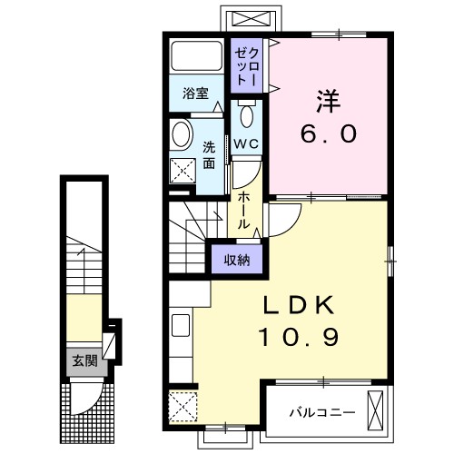 アンプリムヴェール 202号室 間取り