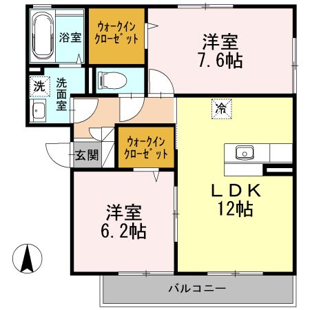 コンフィデンテⅡ 205号室 間取り