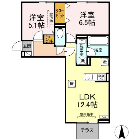 クレール林Ⅴ 101号室 間取り