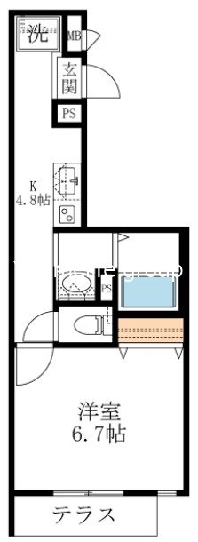 Ｓｑｕａｒｅ　Ｏｎｅ  103号室 間取り