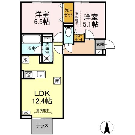 クレール林Ⅴ 103号室 間取り