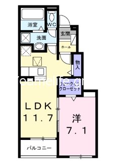 プラシード 102号室 間取り