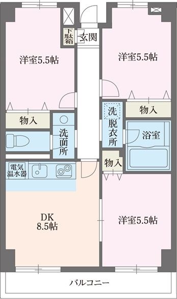 スカイコート 807号室 間取り