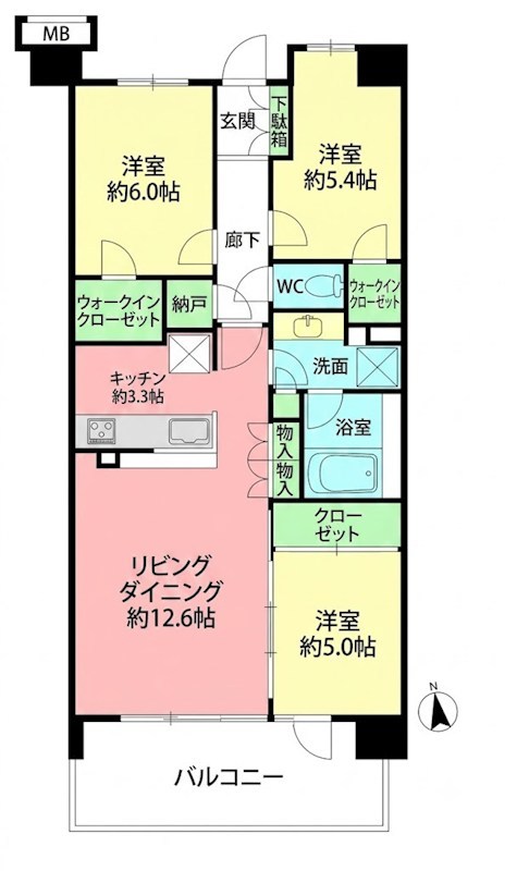 ザ・パークハウス　オイコス　鎌倉大船（０００６０４７） 6F号室 間取り