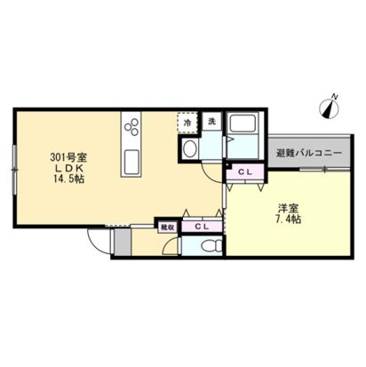 ベイルームコート辻堂 301号室 間取り