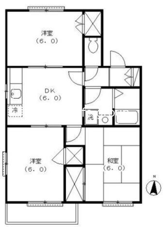 パレット妻田A 1102号室 間取り