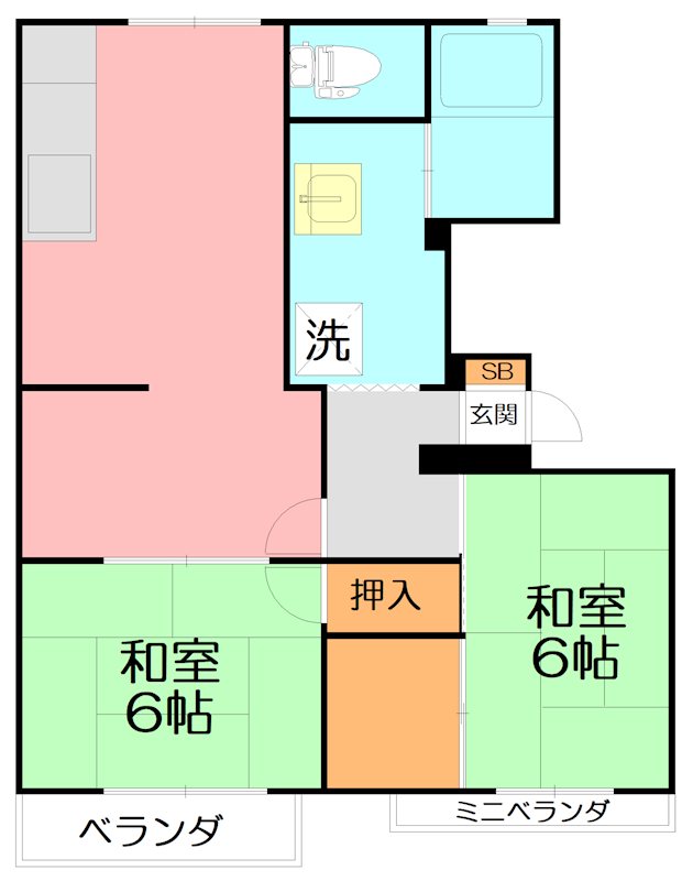 タウニイ二宮A 202号室 間取り