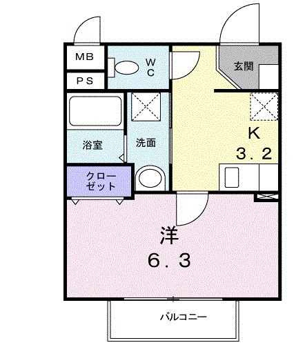 ソレイユ厚木 202号室 間取り