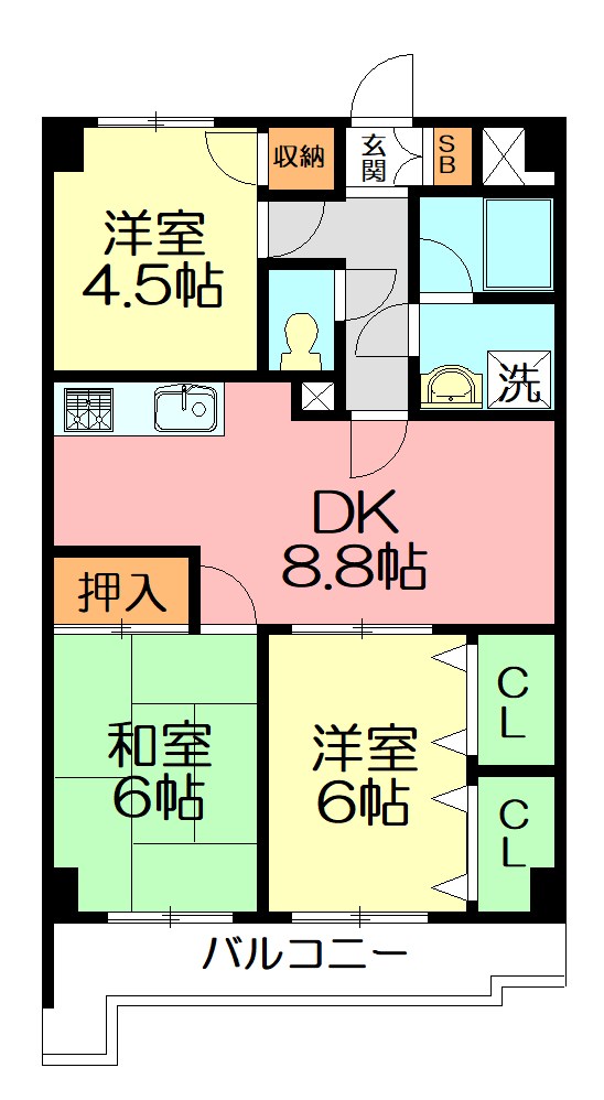 スカイパレス東戸塚 516号室 間取り